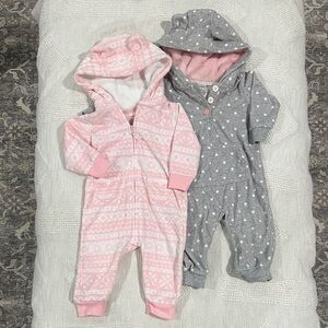 Carter's Pink and Gray Patterned Footies